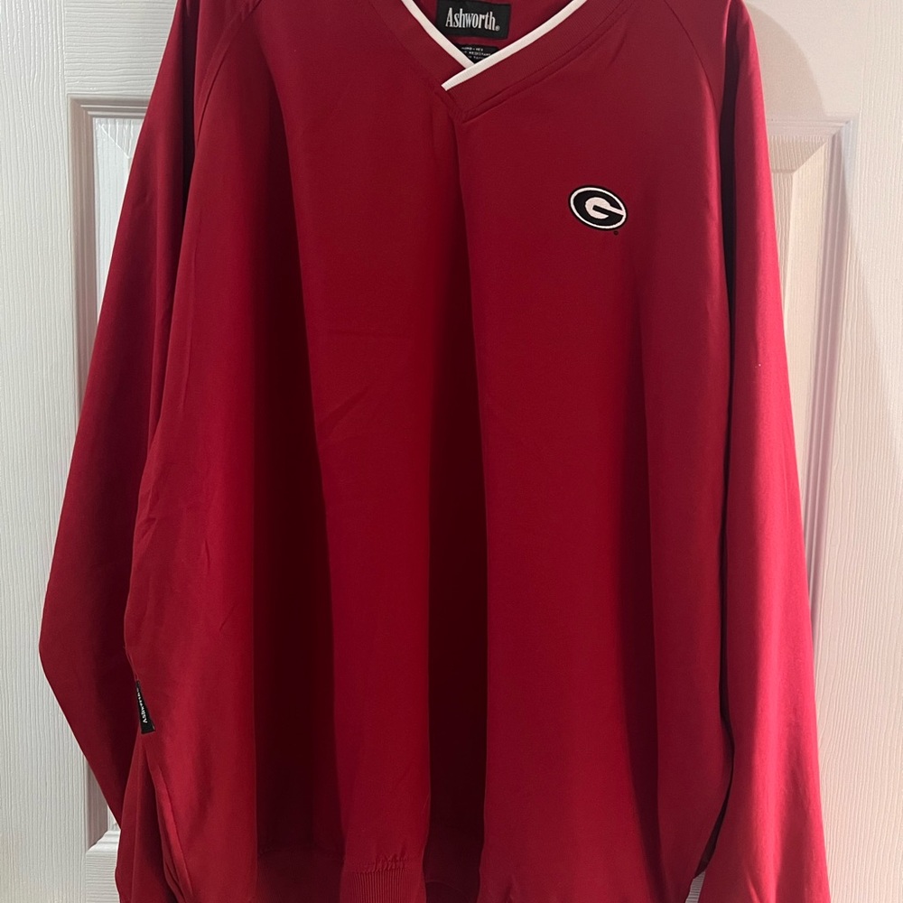 Ashworth Georgia Bulldog Red and White Pullover